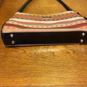 Vintage Kate Spade leather & clothe shoulder purse clutch bag thumbnail 7