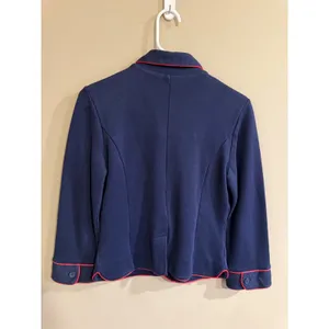 GAP Navy Blue Blazer Jacket‎ Red Piping Button Front Women's Size S thumbnail 6