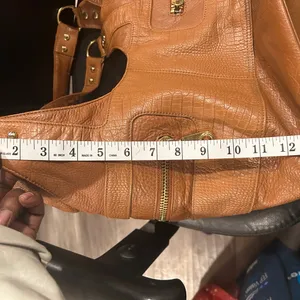 Steven by Steve Madden Brown genuineLeather Bag with Gold hardware and zippers thumbnail 11