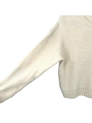Everlane Cream Wool-Blend Crewneck Sweater Boucle Knit Size Medium Quiet Luxury thumbnail 4