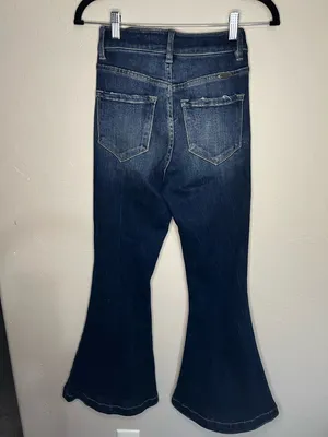 Kancan Ultra High Rise Super Flare Diana Distressed Denim‎ Jeans thumbnail 11