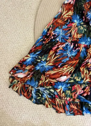 Tropical print low cut, cutout maxi dress thumbnail 2