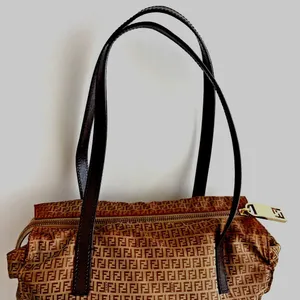 Authentic Fendi Zucca Monogram Tote Bag Brown Nylon Leather Zipper vintage thumbnail 3