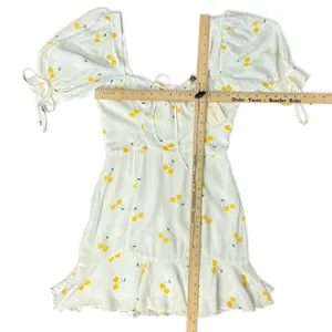 For Love & Lemons White Yellow Cherry Ashland Lace Up Mini Dress size XS NEW Tag thumbnail 5