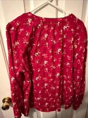 LOFT Bright Floral Button-Pleat Henley Blouse thumbnail 3