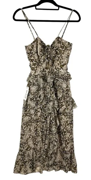 Bardot NWT Animal Print Strappy Layered‎ Dress Tiered Ruffle Women’s Size 4/XS thumbnail 1