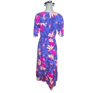 Abel the Label Anthropologie flutter sleeve high low midi dress bold floral XS thumbnail 5