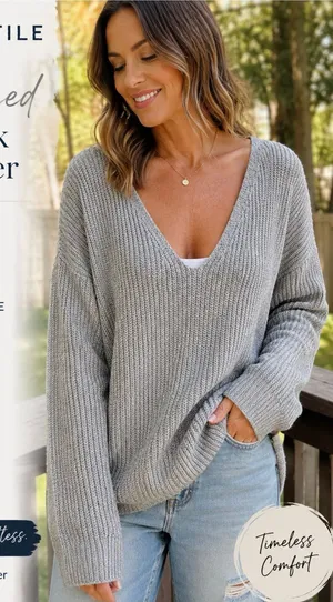 J.Crew Mercantile V-Neck Textured Sweater Top in Gray Heathered Size XL thumbnail 1
