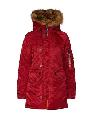 Alpha industries Sz Small Red Faux Fur Hood N-3B Waterproof Winter Parka jacket thumbnail 4