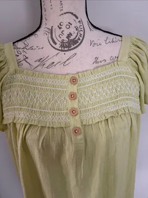 Maurices - Large- Light Green Smocked Off-Shoulder Tunic Top thumbnail 2