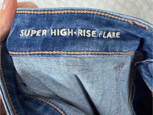 American Eagle Dark Wash Super High Rise Flare Jeans thumbnail 5