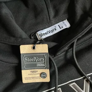 SteelVorx Men’s Black Graphic Pullover Hoodie Size L 100% Cotton thumbnail 3