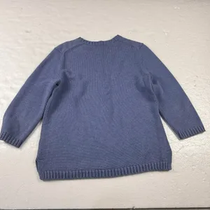 Lands' End Womens Small Faded Blank‎ Cotton Knit Sweater Blue Classic thumbnail 6