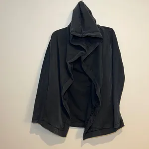 Lululemon Jacket Blissed Out‎ Wrap Open Front Black Organic Cotton Tencel Size 2 thumbnail 2