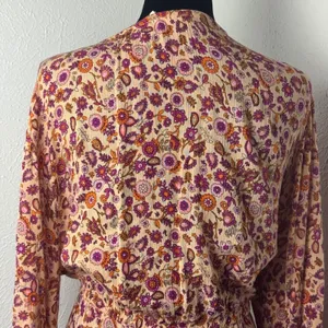 Talisman Boho Floral Paisley Maxi Duster Orange Purple M/L Whimsy Fairy Romantic thumbnail 6