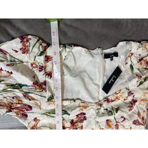 NWT Lulus‎ SZ Large Parisian Picnic Cream Floral Jacquard Puff Sleeve Midi Dress thumbnail 8