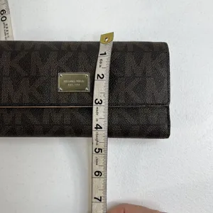Michael Kors Checkbook Wallet Large Jet Set Travel‎ Signature Brown Monogrammed thumbnail 15