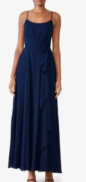 AMSALE Campbell Long Gown in Navy Navy Bridesmaid Dress Formal - Size 10 nwot thumbnail 9