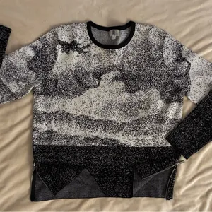 YAL New York Black White Speckled Crew Neck Sweater L thumbnail 4