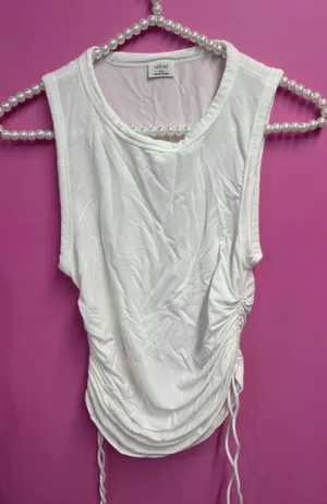 Wilfred White Sleeveless Ruched Side Tank Top thumbnail 1