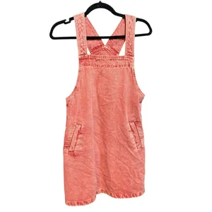 Mango Pocket Denim Pinafore Dress Faded Red/Pink Sz 2 Soft Girl Vibes Y2K‎ Era thumbnail 4