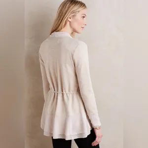Anthropologie Saturday Sunday‎ Oatmeal Matanie Tie Closure Ruffle Cardigan thumbnail 6