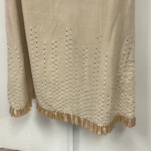 Essence Tan Sequin Ruffle Hem Midi Skirt Satin Trim Size 30 Neutral Boho Chic thumbnail 4