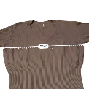 Free People Allure‎ Sweater Small Brown Oversized Deep V Neck Ribbed Knit Boho thumbnail 10