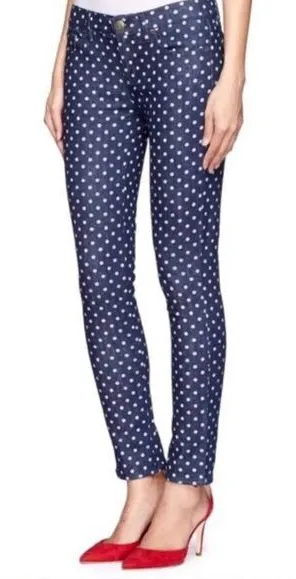 J Crew Toothpick Ankle Skinny Polka Dot Jeans Sz 25 thumbnail 1