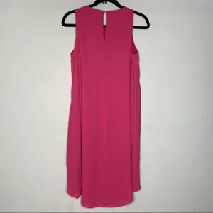 Chico's Ruffle Detail Dress Pink Passion Hi Lo Solid Keyhole NWT Size Small thumbnail 5