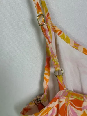 Rhythm Women’s Floral Slip Dress Pink Orange Retro Floral Midi Rayon Boho Size S thumbnail 7