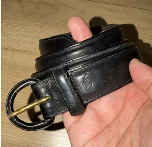 Polo Ralph Lauren Medium Black Belt Gold Tone Buckle Genuine Italian Leather thumbnail 1