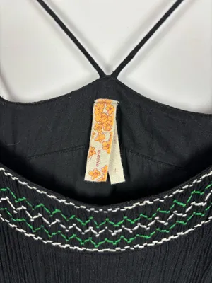 Anthropologie Maeve Dress Size 4 Black Embroidered Strappy Fit Flare Boho Gauze thumbnail 7