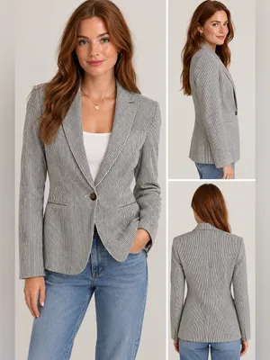 J. Crew • Campbell Blazer Striped Black & White Women's Blazer thumbnail 2
