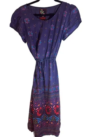 Johnny Was Womens Silk Paisley Print Drawstring Waist Midi Dress Size S thumbnail 1