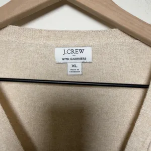J. Crew Women Cotton Cashmere Sweater XL Beige Minimalist‎ Preppy FIsheraman thumbnail 5