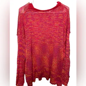 Easel Pink Confetti Knit Fringe Sweater size large thumbnail 4