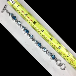FACETED BLUE TOPAZ Sterling Silver Toggle Bracelet thumbnail 11