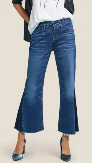 Anthropologie 3x1 two toned flare Higher Ground Gusset Crop jeans | size 25 thumbnail 1