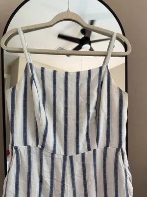 Old Navy Blue and White Striped Jumpsuit thumbnail 2