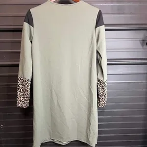 Womens Colorblock‎ Leopard Print Casual Tunic Dress thumbnail 2