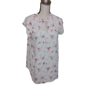 LOFT Size Medium M Sheer Floral Polka Dot Light Pink Blouse Flowy kawaii Cute thumbnail 4