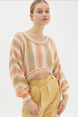 URBAN OUTFITTERS Uo Stella‎ Slouchy Pullover Sweater In Neutral Multi Sz S ♣️ thumbnail 1