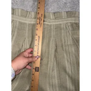 FREE PEOPLE Green Semi Sweet Trousers Size S Navy Striped Cotton Summer Boho thumbnail 8