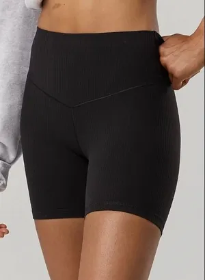 OFFLINE by Aerie Ribbed High Rise Bike Shorts Black Athletic Workout Size S thumbnail 1