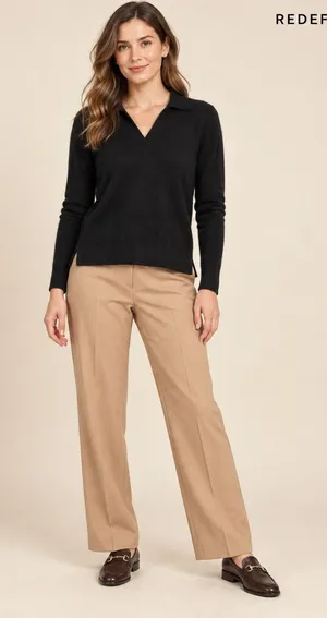 Charter Club Black 100% Cashmere 2-Ply Polo V-Neck Sweater Womens Medium thumbnail 1