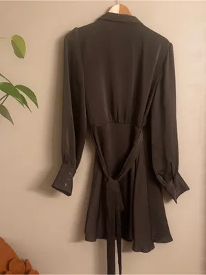 BABATON Hyde Wrap-Front Satin Mini Dress‎ thumbnail 4