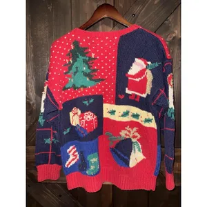 VTG Dean's of Scotland Patchwork Sweater Medium Ugly Christmas‎ Heavy Knit thumbnail 5