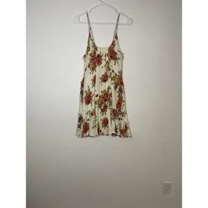 Free People Floral Ruched Ruffle Sleeveless Mini Sundress Ivory Multi Size M thumbnail 8