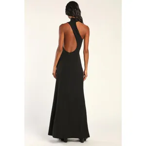 Lulus Keep It Interesting Black Asymmetrical Cutout Halter Dress Holiday Large thumbnail 3